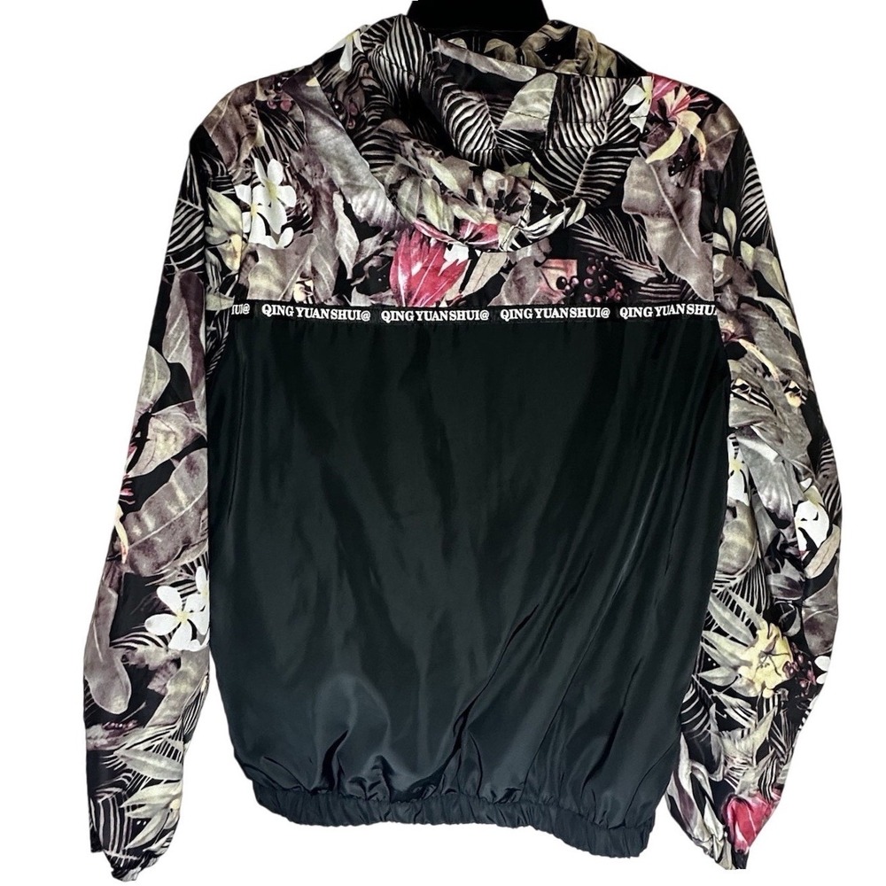 Qing Yuan Shui Fashion Collection Men's Windbreaker Jacket Floral / Black Size S